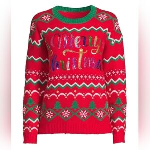 New women's plus size ugly sweater MERRY CHRISTMAS size XXL & headband
